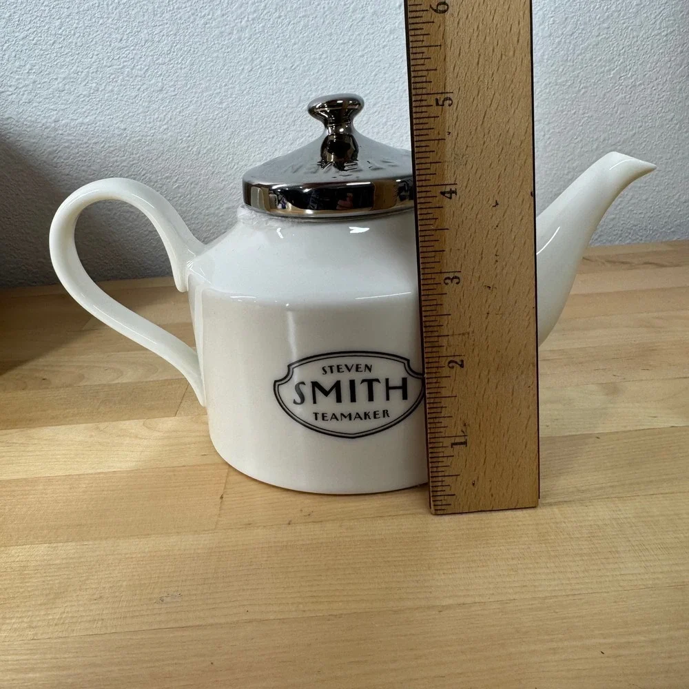 Steven Smith Teamaker White Ceramic Teapot with Stainless‎ Steel Infuser & Lid